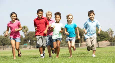 Kids running in a play ground