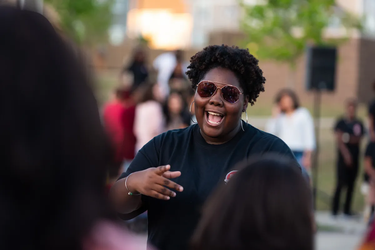 A student participates in the A-State Connections event