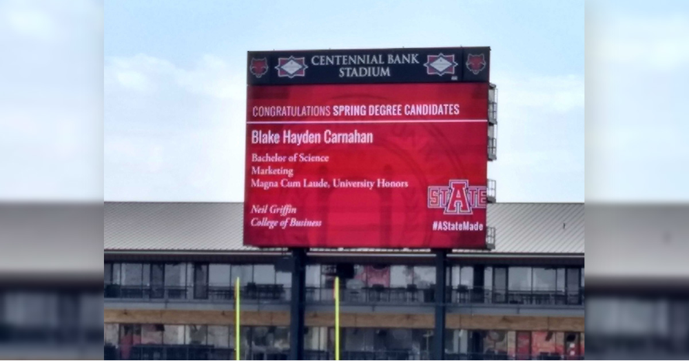 Spring Graduates to be Saluted on Video Board and Online