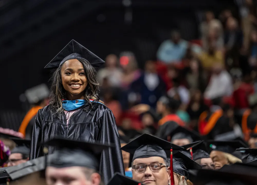 Doctoral student graduating during the graduation ceremony