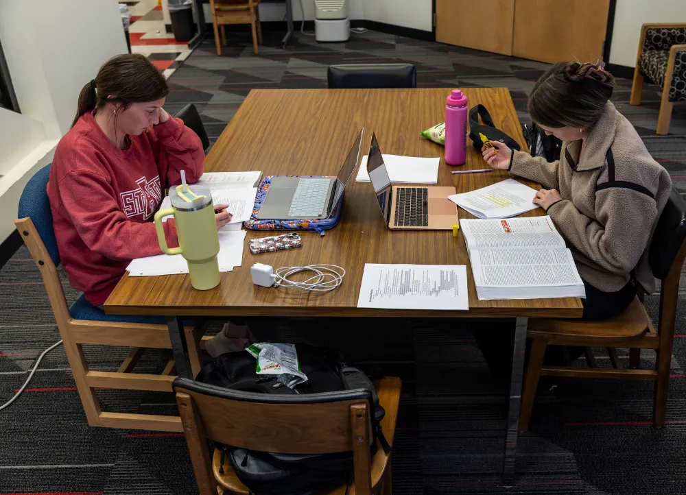 Students working on homework in the tutoring center