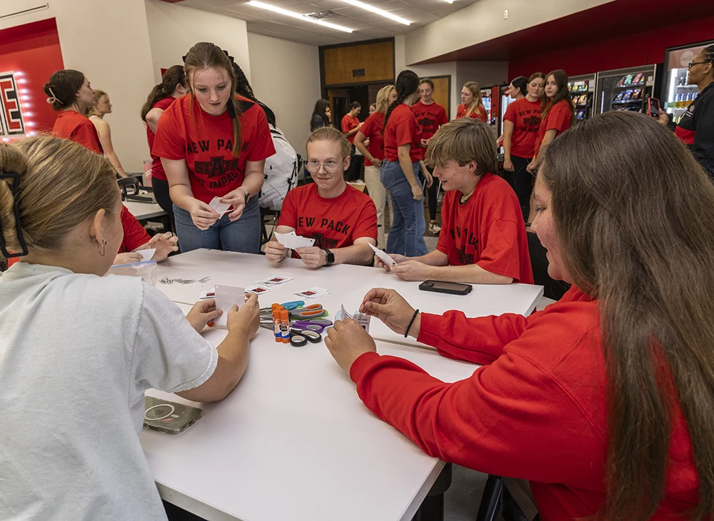 A group of students doing arts and crafts.